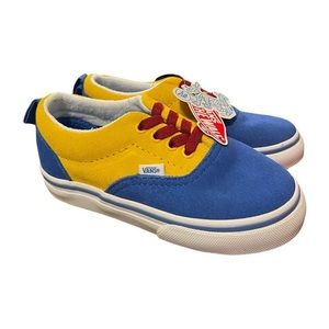NWT Vans Kids ERA Lace Suede Color Block Shoes Sturdy - 9T - Yellow Blue Red